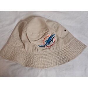 Newhattan Miami Dolphins Bucket Hat Beige Cotton S/M NFL Fan Cap